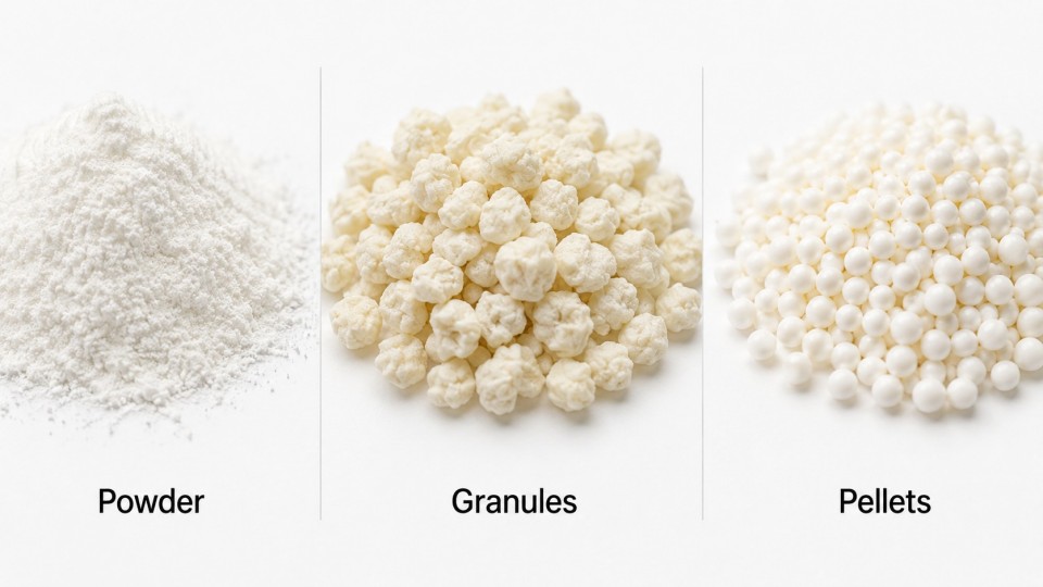 Comparison of capsule powder, granules, and pellets by particle form