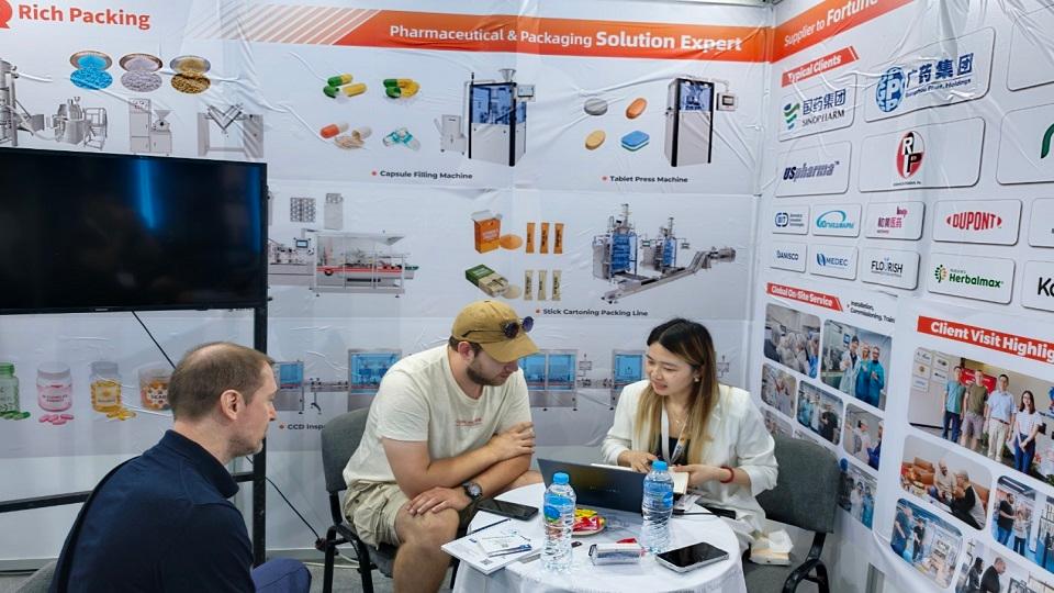 sales manager was discussing with visitors