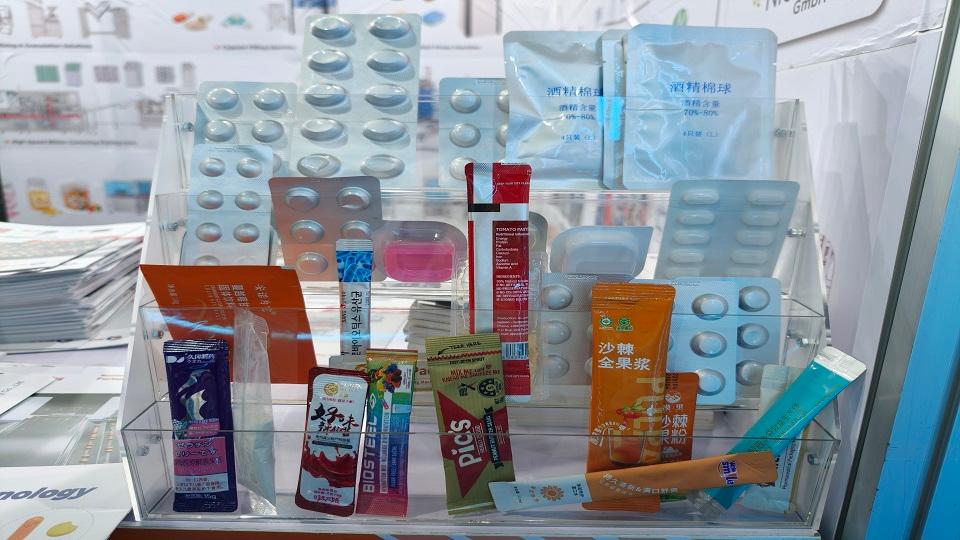 display of finished products manufactured by  rich packing's machinery