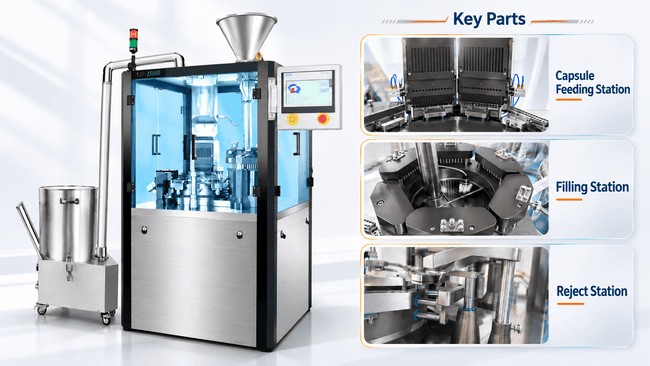 capsule filling machine and its main parts